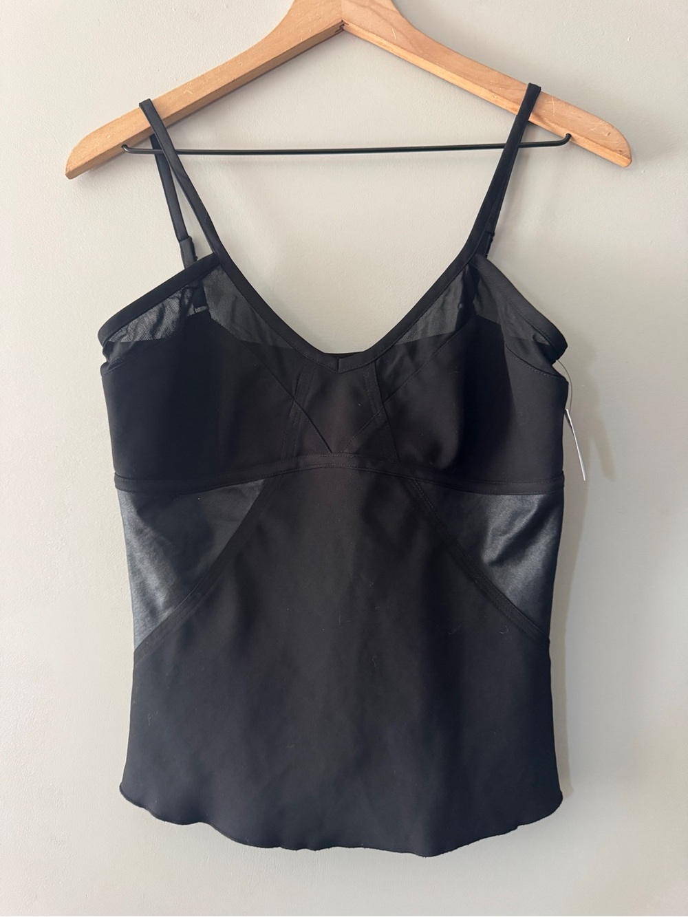 Yansi Fugel Black Satin-Trim Tank Top